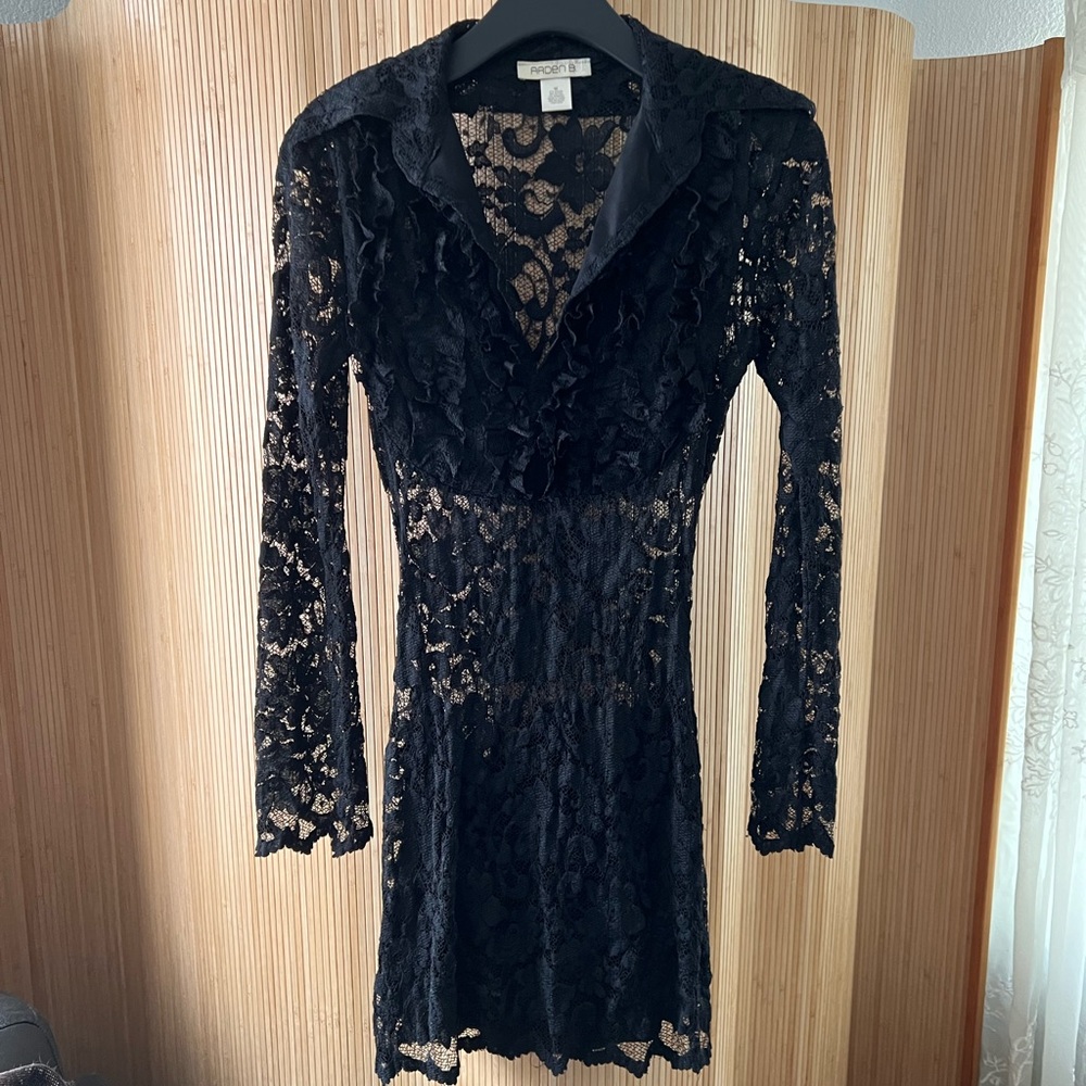 Arden B Black Lace Mini Dress